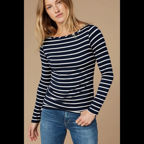 Amour Vert Tops - Amour Vert Francoise Long Sleeve Tee in Basque Stripe